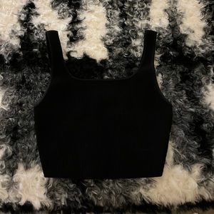 Babaton sculpt knit square neck cropped tank